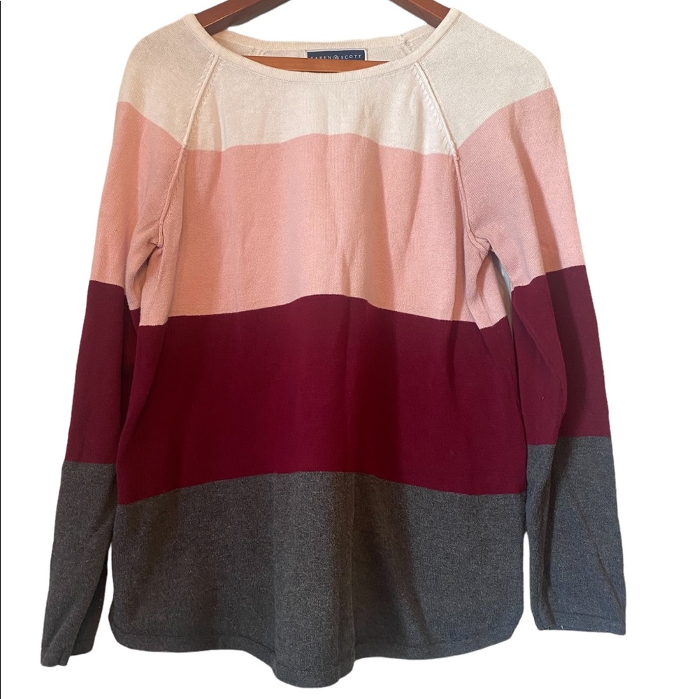 Karen Scott Striped Long Sleeve Sweater